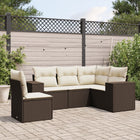 5-Piece Lounge Set with Cushions Poly Rattan Brown