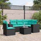 6-piece garden lounge set with cushions black poly rattan