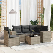 6-piece Lounge Set with Cushions Poly Rattan Grey
