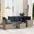 6-piece garden sofa set with cushions, gray poly rattan