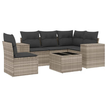 6-delige Loungeset met kussens poly rattan lichtgrijs