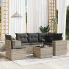 6-piece Lounge Set with cushions poly rattan light grey