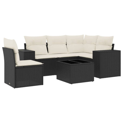 6-Delige Loungeset Met Kussens Poly Rattan Zwart