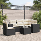 6-piece Lounge Set with cushions poly rattan black