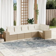 Loungeset 6-delig poly rattan beige
