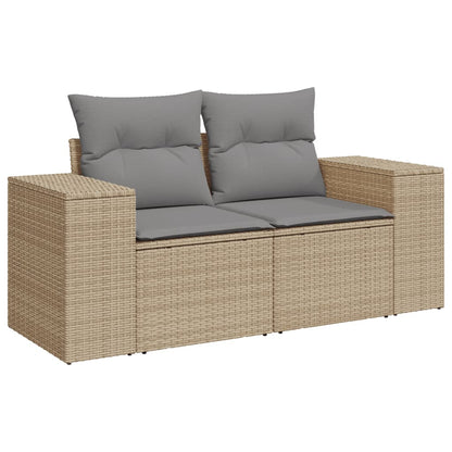 6-Delige Loungeset Met Kussens Poly Rattan Beige