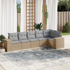 6-piece Lounge Set with cushions poly rattan beige