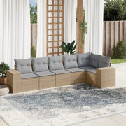 Loungeset 6-delig poly rattan beige