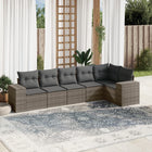 6-piece Lounge Set with Cushions Poly Rattan Grey