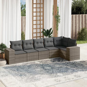 Loungeset 6-delig poly rattan grijs