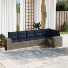 6-piece garden sofa set with cushions, gray poly rattan