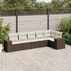 6-piece Lounge Set with Cushions Poly Rattan Brown