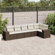 Loungeset 6-delig poly rattan bruin
