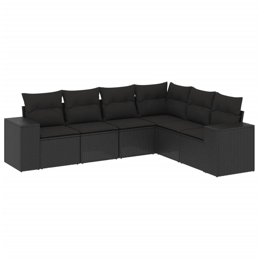 6-Delige Loungeset Met Kussens Poly Rattan Zwart