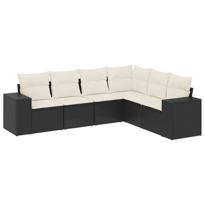 6-Delige Loungeset Met Kussens Poly Rattan Zwart
