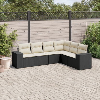 6-Delige Loungeset Met Kussens Poly Rattan Zwart
