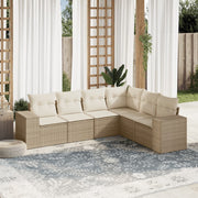 6-piece Lounge Set with cushions poly rattan beige
