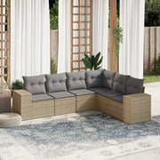 6-piece Lounge Set with cushions poly rattan beige