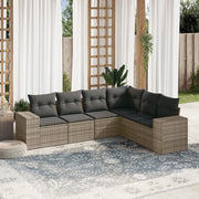 6-piece Lounge Set with Cushions Poly Rattan Grey