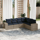 6-piece garden sofa set with cushions, gray poly rattan
