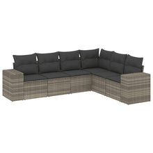 6-delige Loungeset met kussens poly rattan lichtgrijs