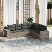 6-piece Lounge Set with cushions poly rattan light grey
