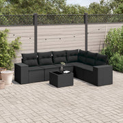 Loungeset 7-delig poly rattan zwart