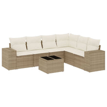 7-Delige Loungeset Met Kussens Poly Rattan Beige
