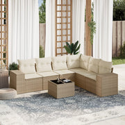 Loungeset 7-delig poly rattan beige