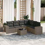 Loungeset 7-delig poly rattan grijs