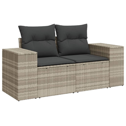7-delige Loungeset met kussens poly rattan lichtgrijs