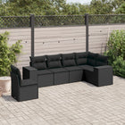 6-piece Lounge Set with cushions poly rattan black
