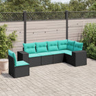 6-piece garden lounge set with cushions black poly rattan
