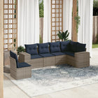 6-piece garden sofa set with cushions, gray poly rattan