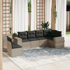 6-piece Lounge Set with cushions poly rattan light grey