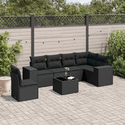 Loungeset 7-delig poly rattan zwart