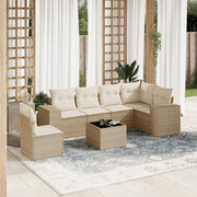 Loungeset 7-delig poly rattan beige