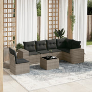 Loungeset 7-delig poly rattan grijs