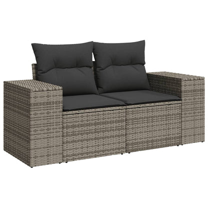 7-delige Loungeset met kussens poly rattan lichtgrijs