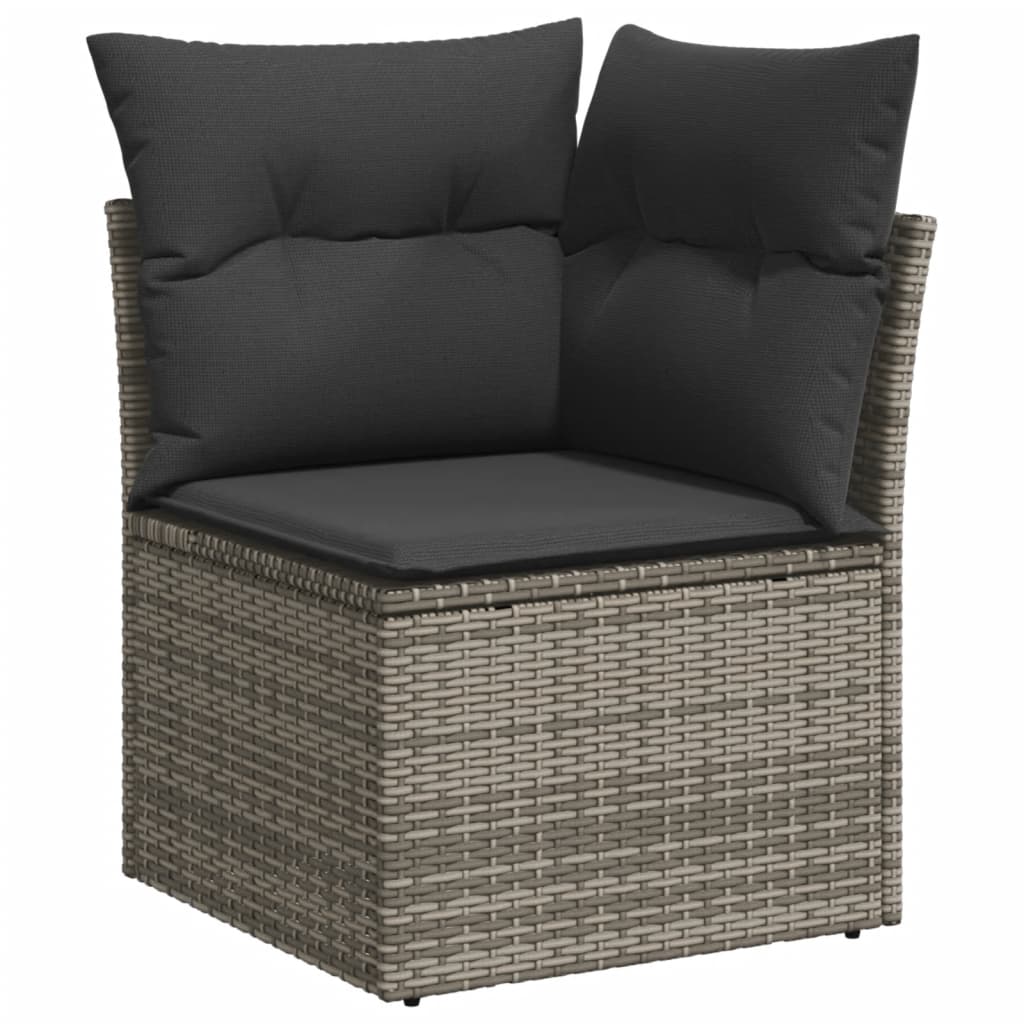 7-delige Loungeset met kussens poly rattan lichtgrijs