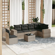 Loungeset 7-delig poly rattan lichtgrijs