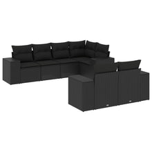 7-Delige Loungeset Met Kussens Poly Rattan Zwart