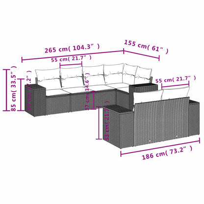 7-Delige Loungeset Met Kussens Poly Rattan Zwart