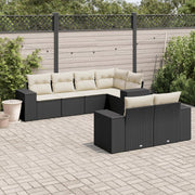 7-piece lounge set with cushions poly rattan black