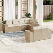 7-delige Loungeset poly rattan beige