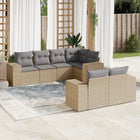 7-Delige Loungeset Met Kussens Poly Rattan Beige