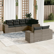 Loungeset 7-delig poly rattan grijs