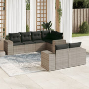 Loungeset 7-delig poly rattan lichtgrijs