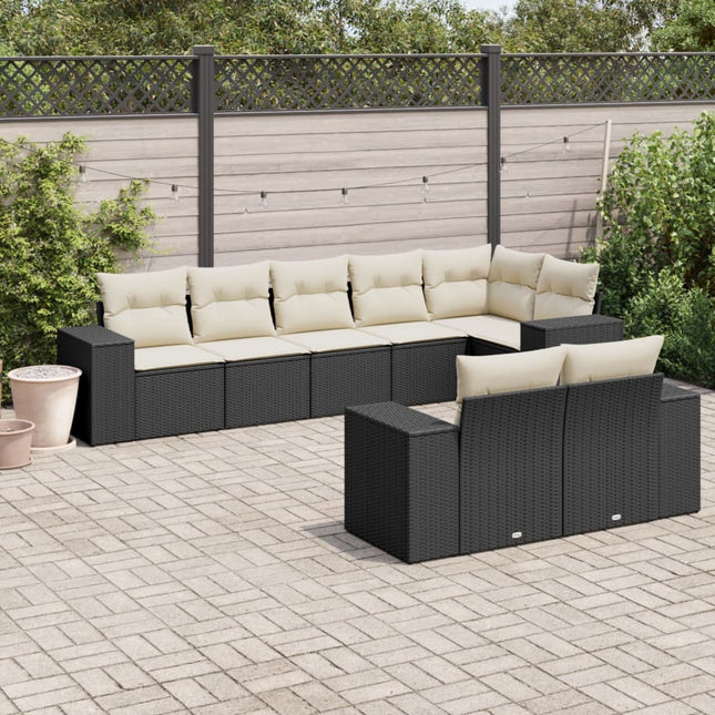 8-Delige Loungeset Met Kussens Poly Rattan Zwart