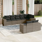 Loungeset 8-delig poly rattan grijs